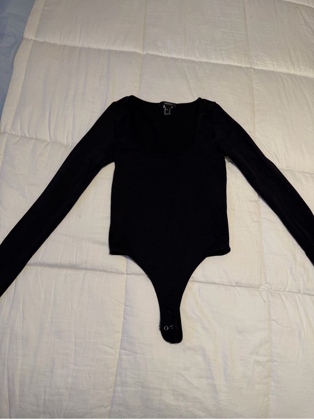 Forever 21 Black Long Sleeve Scoop Neck Bodysuit